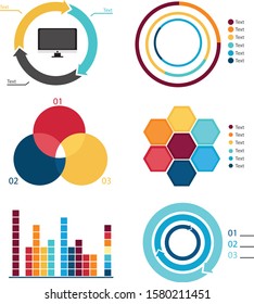 Colorful charts and column bars graphs on white color background with details