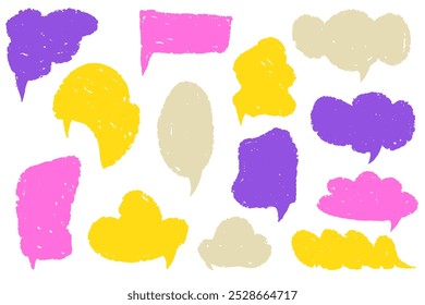 Colección de burbuja de chat colorido aislado en un fondo blanco. Abstractas cuadros de texto para seleccionar texto con colores vibrantes.