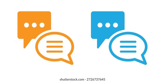 Bolhas de chat coloridas para comunicação e diálogo. ícone de mensagem de chat definido, Bolha de fala de bate-papo, Mensagem de mídia social. Ilustração vetorial isolada sobre fundo branco. eps 10