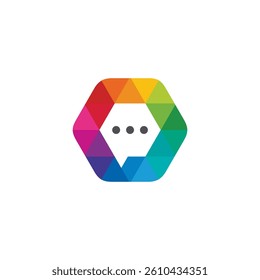 Colorful Chat Hexagon Logo design vector template isolated on white background