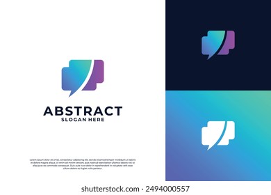 Colorful chat logo design with gradient color