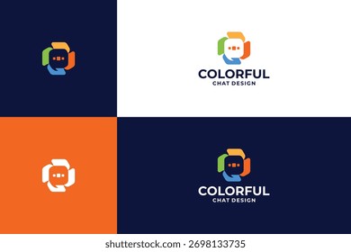 Plantilla de diseño de logotipo de chat colorido