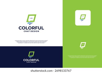 Plantilla de diseño de logotipo de chat colorido