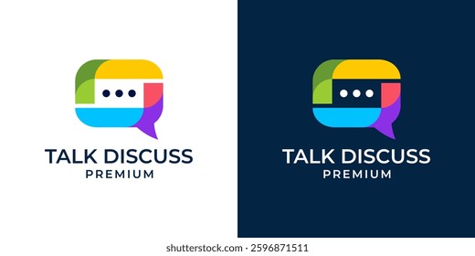 Colorful chat logo design vector template. Consulting chat, education, business talk logo design illustration. Vector logo design of talk, conversation, discuss, technology