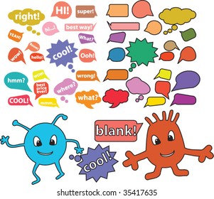 colorful chat and thought signs. vector