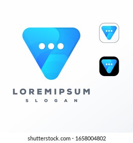 Colorful chat triangle logo design ready to use