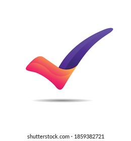 colorful check mark abstract logo on white background