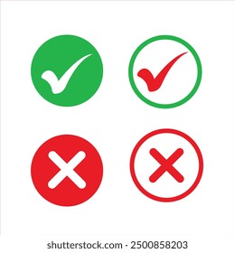 A colorful check mark and cross icon