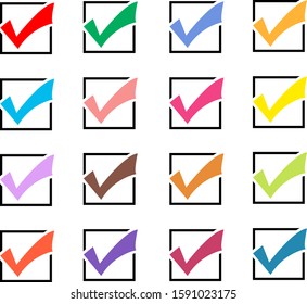 Colorful check mark icon set
