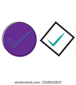 Colorful Check mark Icon Set Stylish Design.Tick mark icon Round and box.EPS9