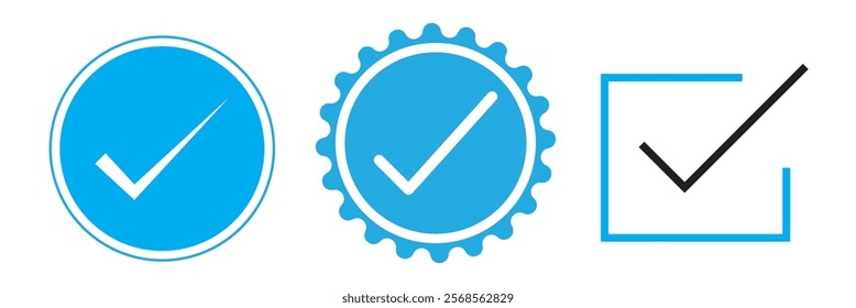 Colorful Check mark Icon Set Stylish Design.Tick mark icon Round and box.EPS9