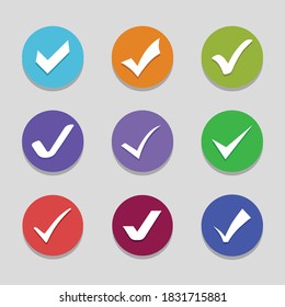 Colorful check marks icon,symbol and vector,Can be used for web, print and mobile