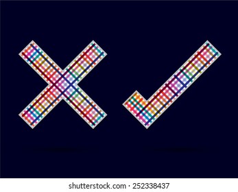 Colorful Check marks, tick mark, symbol, icon, graphic, vector.