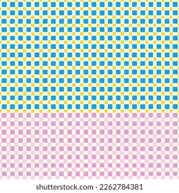 Colorful Check Pattern With Small Yellow Dots Vector Background Style. Handmade vector art.