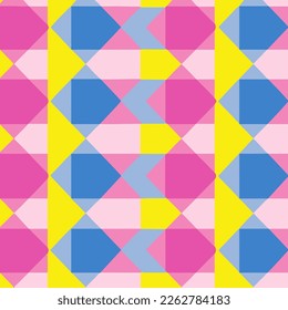 Colorful Check Pink Pattern Vector Background Style. Handmade vector art.
