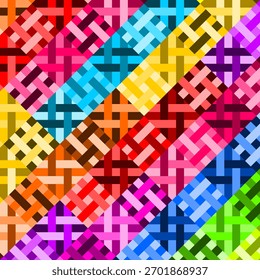 Um fundo xadrez colorido de padrões têxteis diagonalmente