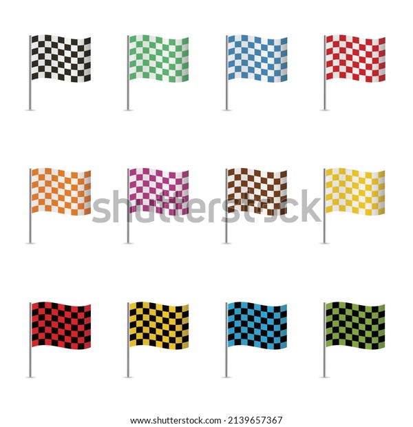 Colorful\
checkered racing flags. Vector\
illustration.