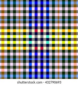 Colorful checkered seamless background. Gingham pattern. Chequered tileable pattern