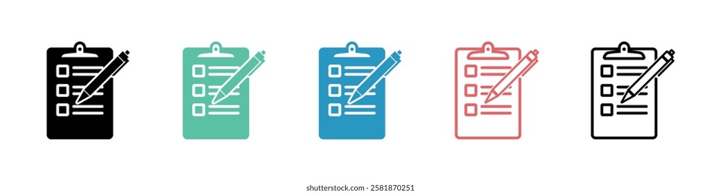 Colorful checklist icon vector illustration showing clipboard and pencil, ideal for business, productivity and organization concepts.