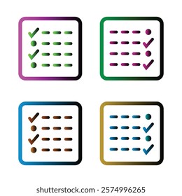 Colorful Checklist Icons Set for Business or Personal Use.