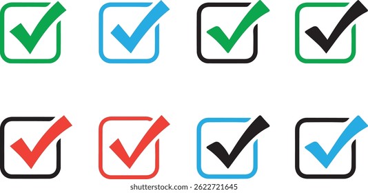Colorful Checkmark Icons Inside Square Boxes	