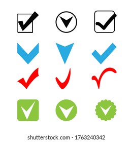 Colorful checkmarks. Elements for design, advertising, web, packaging. Vector.
