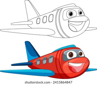 Colorful and cheerful animated airplane characters