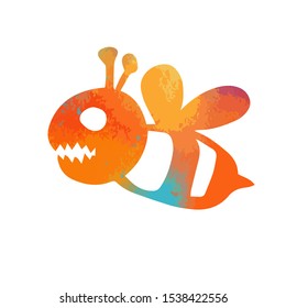 Colorful Cheerful bee monster. Happy Halloween. Vector illustration