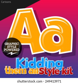 Colorful and cheerful cartoon font for children. Letter A. Also includes graphic styles