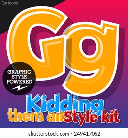 Colorful and cheerful cartoon font for children. Letter G. Also includes graphic styles