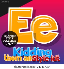 Colorful and cheerful cartoon font for children. Letter E. Also includes graphic styles