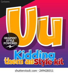 Colorful and cheerful cartoon font for children. Letter U. Also includes graphic styles