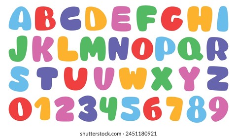 Colorful, cheerful children's alphabet. Vector graphics. Isolated on a white background