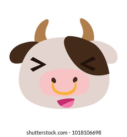 colorful cheerful cow head wild animal