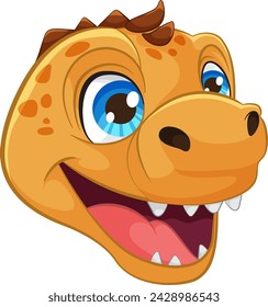 Colorful, cheerful dinosaur head illustration
