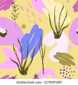 Colorful cheerful seamless abstract pattern in a modern style for printing on fabric, for the background of websites.