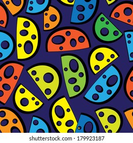 colorful cheese slices seamless pattern