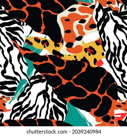 Colorful Cheetah Animal Skin Vector Seamless Pattern. Art Tiger Wallpaper. Bright Modern Fur Panther Background. Graphic Cat Abstract Illustration.