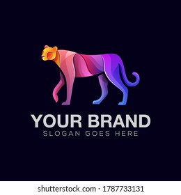 colorful cheetah illustration logo vector template