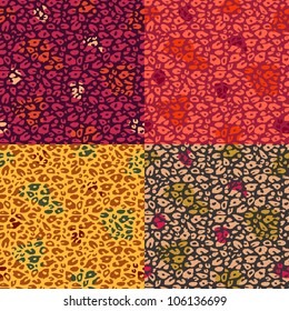 Colorful Cheetah Print Seamless Pattern Set. Vector Animal Background