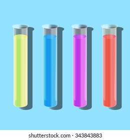 Colorful chemical test tubes, vector EPS10.