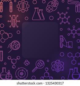 Colorful Chemistry vector concept square outline frame with empty space for text on dark background