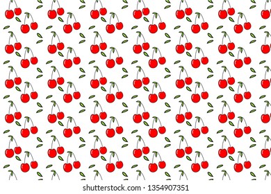 colorful cherry fruit pattern vector on white background.
