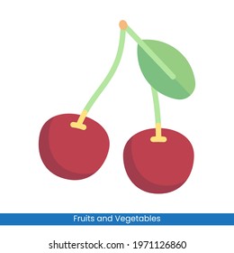 Colorful Cherry icon vector design. Fruits and Vegetables symbol for your website design, logo, app, 