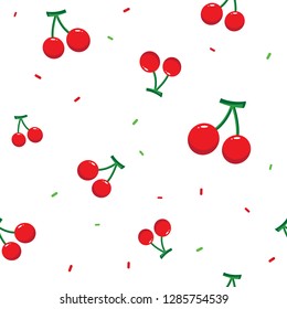 Colorful Cherry seamless pattern.  Citrus fruit background. Elements for menu, greeting cards, wrapping paper.