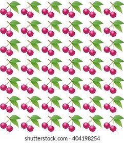 Colorful cherry seamless pattern, cherry on white background. Vector Illustration. Art, Print, Web design.