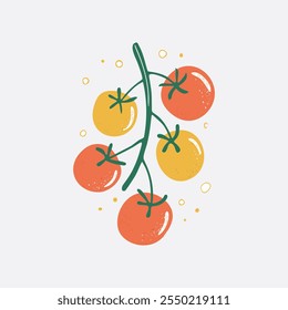 Colorido Vector de tomate cherry, estilo de Vector plano