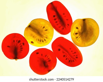 Tomates de cerezo coloridos con contraluz