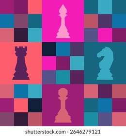 Colorful chess board. Chess board background. Chess board illustration. Chessboard pattern.