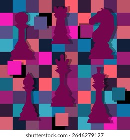 Colorful chess board. Chess board background. Chess board illustration. Chessboard pattern.
